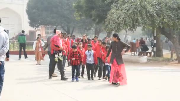 Delhi India Enero 2018 Turista Gente Local Visitando Histórico Fuerte — Vídeos de Stock