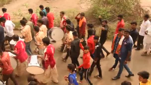 Amravati Maharashtra India January 2020 People Marriage Procession Street Village — 图库视频影像