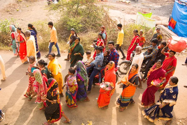 Amravati Maharashtra India January 2020 Unidentified People Marriage Procession Street — Zdjęcie stockowe