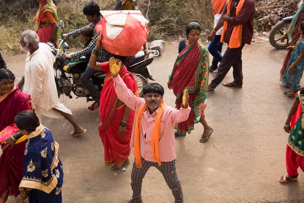 Amravati Maharashtra India Enero 2020 Personas Identificadas Procesión Matrimonial Calle — Foto de Stock