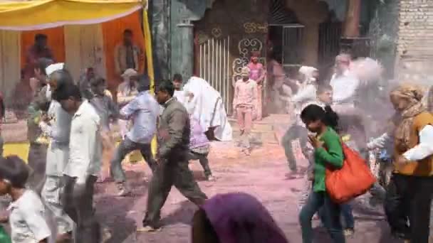 Vrindavan India Maart 2017 Pelgrims Lokale Bevolking Lopen Rond Stad — Stockvideo