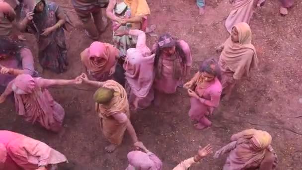 Vrindavan India Marzo 2017 Vedova Indiana Che Celebra Holi Festa — Video Stock