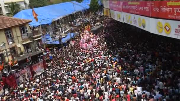 Mumbai Índia Setembro 2018 Milhares Devotos Licitam Adieu Senhor Ganesha — Vídeo de Stock