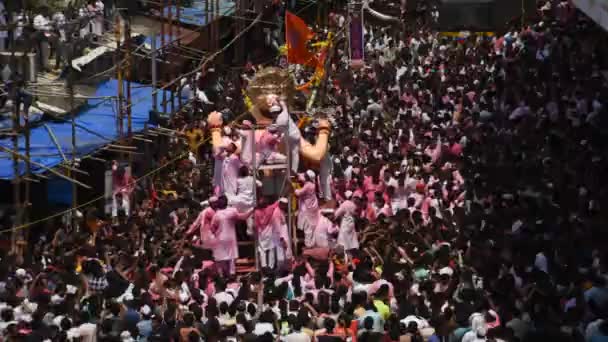 Mumbai India Wrzesień 2018 Tysiące Wielbicieli Żegna Się Lordem Ganeshą — Wideo stockowe