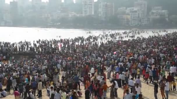 Mumbai Índia Setembro 2018 Ídolo Ganesha Levado Mar Para Imersão — Vídeo de Stock