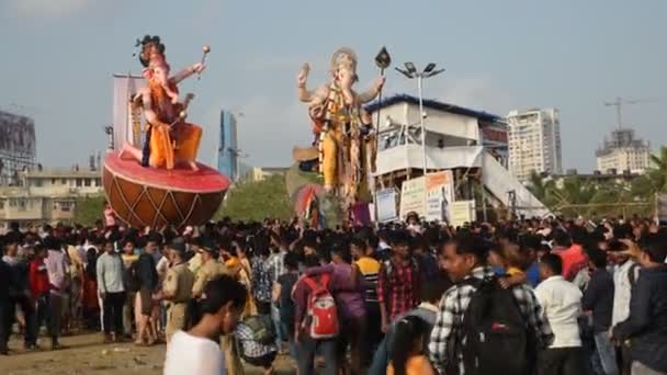 Mumbai India Wrzesień 2018 Immunitet Ganesha Jest Przenoszony Morza Celu — Wideo stockowe