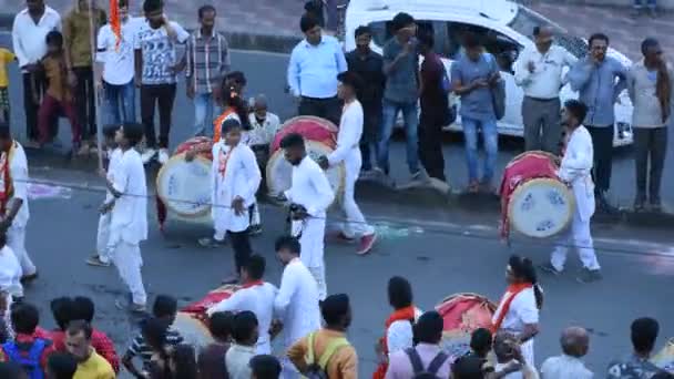 Amravati Maharashtra India Septiembre Procesión Del Señor Ganesha Para Ganesh — Vídeo de stock