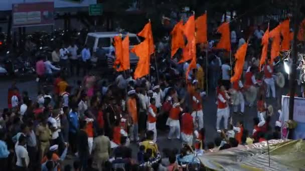 Amravati Maharashtra India September Lord Ganesha Procession Ganesh Chaturthi Люди — стокове відео