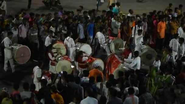 Amravati Maharashtra India September Lord Ganesha Procession Ganesh Chaturthi People — Stock Video