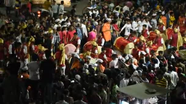 Amravati Maharashtra India September Lord Ganesha Procession Ganesh Chaturthi People — Stock Video