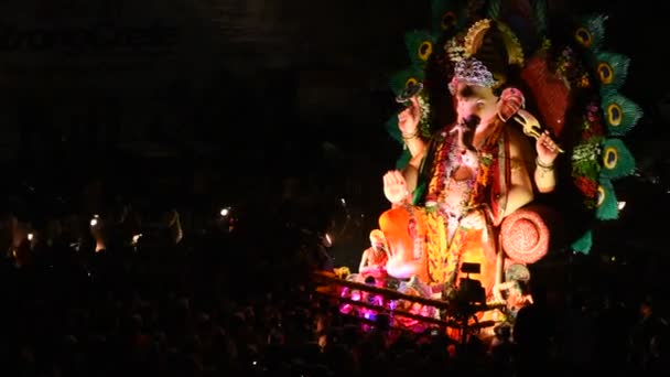 Amravati Maharashtra Indien September Lord Ganesha Procession För Ganesh Chaturthi — Stockvideo