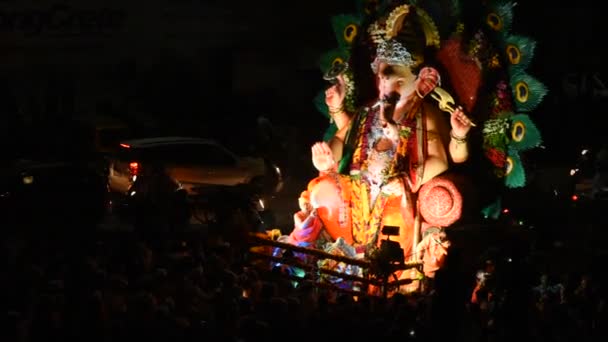 Amravati Maharashtra Indien September Lord Ganesha Procession För Ganesh Chaturthi — Stockvideo