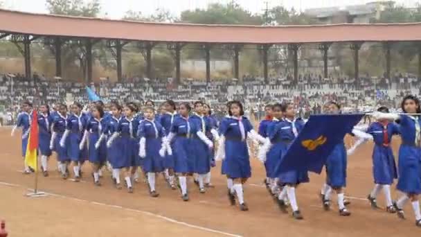 Amravati India Січня 2017 Парад Стадіоні Джавахарлаль Неру Нагоди Дня — стокове відео