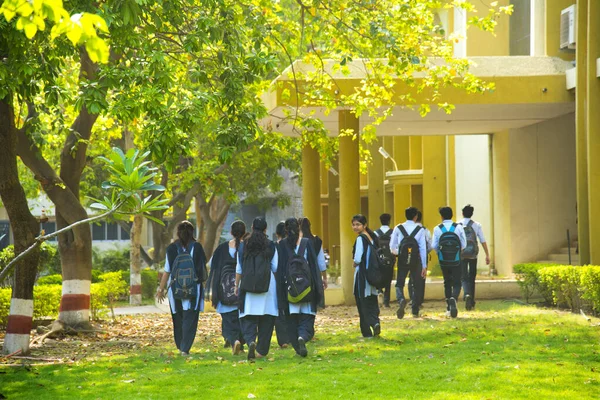 Nagpur Maharashtra India April 2016 Oidentifierade Unga Studenter Går Tillsammans — Stockfoto