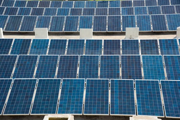 Photovoltaic Solar Panels Building Roof Regenerative Energy System Electricity Generation — Stock Photo, Image