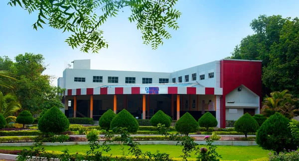 Exterior of modern educational University building on campus