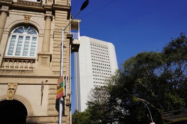 Vintage old building at bazar gate street Fort Mumbai, Maharashtra, INDIA.