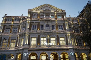 Vintage old building at bazar gate street Fort Mumbai, Maharashtra, INDIA.