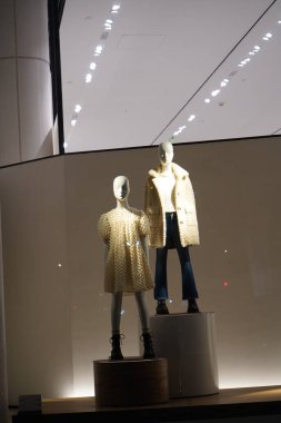 MUMBAI, INDIA, 5 Şubat 2020: Mumbai caddesindeki bir giyim mağazasının önünde duran aptal bir kadın heykeli.