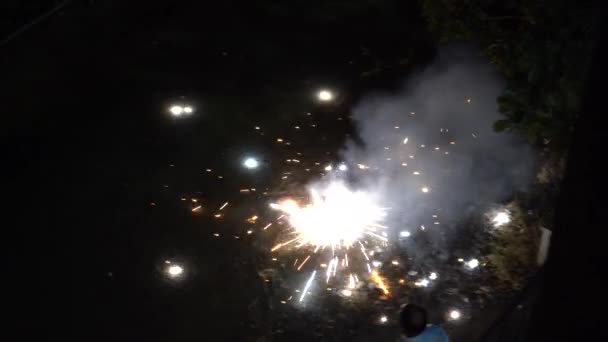 Fajerwerki Festiwalu Diwali Indie — Wideo stockowe