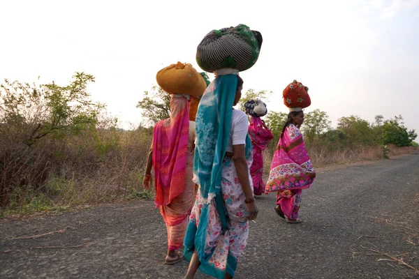 Amravati Maharashtra India Mart 2020 Hindistan Kırsal Kesimindeki Kadınlar Işten — Stok fotoğraf