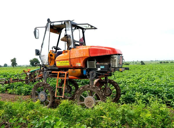 Akola Maharashtra India Agosto 2021 Agricultor Indio Trabajando Campo —  Fotos de Stock