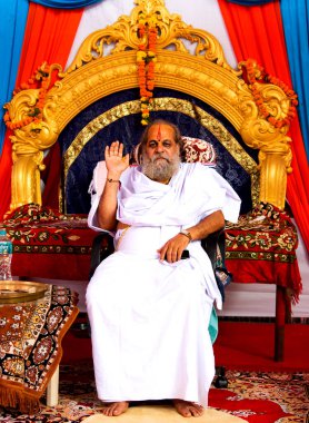 NASHIK, INDIA, 27 Ağustos 2015: Nashik 'te maha kumbh mela' ya katılan kutsal sadhu baba portresi.