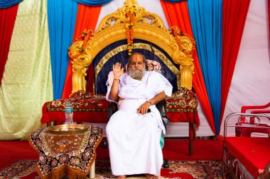 NASHIK, INDIA, 27 Ağustos 2015: Nashik 'te maha kumbh mela' ya katılan kutsal sadhu baba portresi.