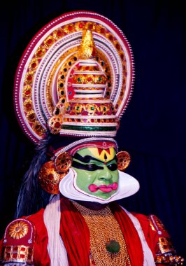 Kerala, Hindistan 'da Kathakali dans sanatçısı portresi