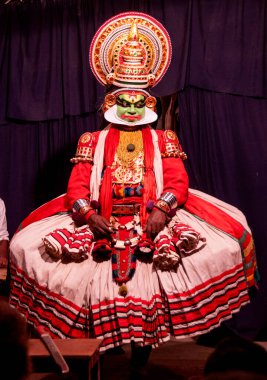 Kerala, Hindistan 'da Kathakali dans sanatçısı portresi