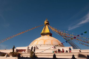 Katmandu, Nepal 'deki Boudhanath Stupa, UNESCO Dünya Mirası Bölgesi.