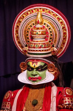 Kerala, Hindistan 'da Kathakali dans sanatçısı portresi