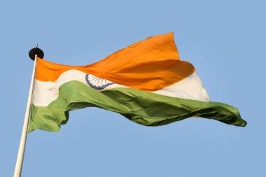 Dalgalı Hint bayrağının yakın plan çekimi.