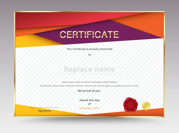Diseño de plantilla de certificado de diploma con escala de impresión de internación — Vector de stock