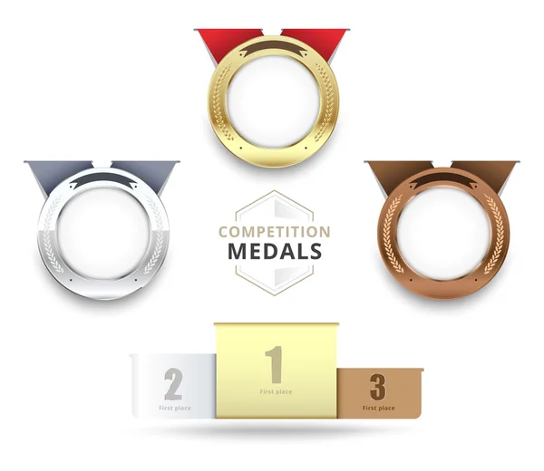 Conjunto de ouro, prata e bronze medals.vector —  Vetores de Stock