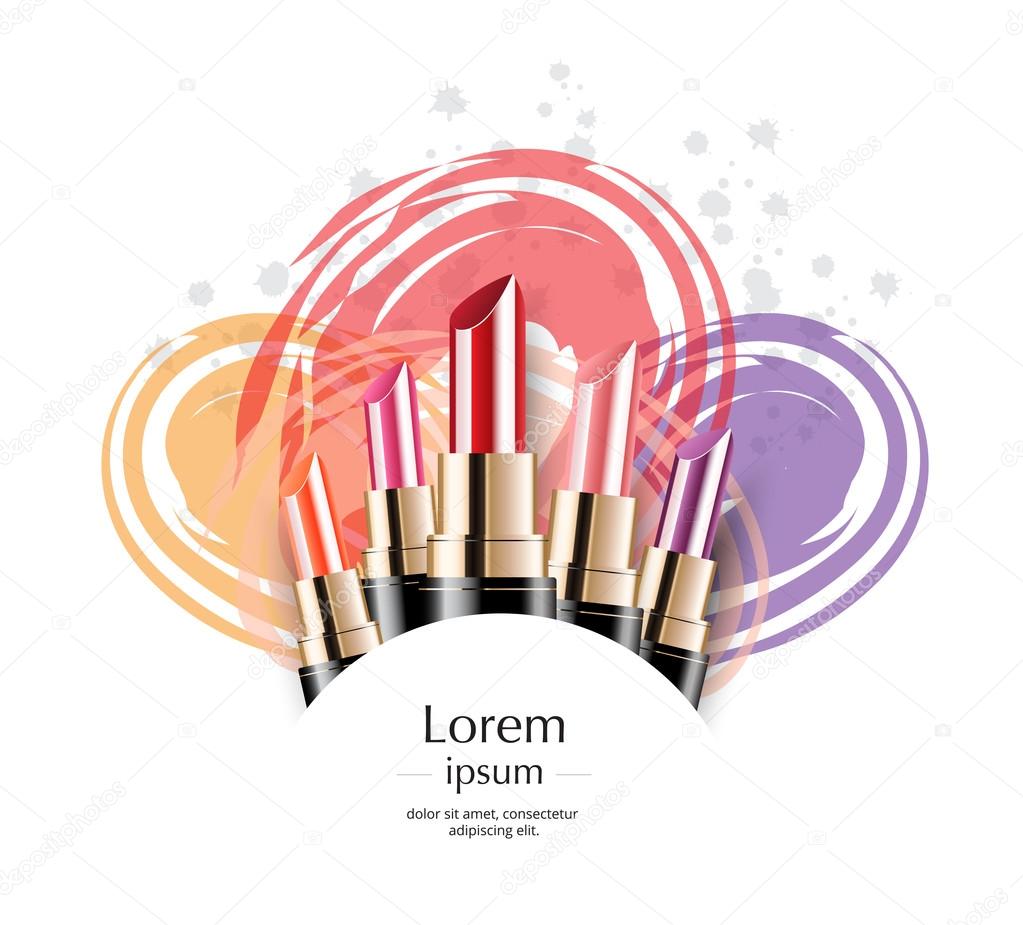 Multicolor lipstick. lipstick collection. vector illustration.