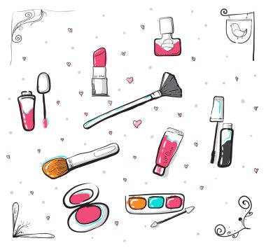 El çekilmiş kozmetik simgesi. kozmetik öğesi. kozmetik süslemeleri el