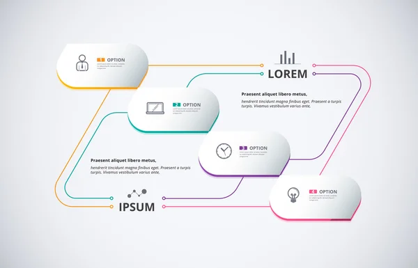 Contenido de conexión de diagrama infográfico de tecnología con línea delgada . — Archivo Imágenes Vectoriales