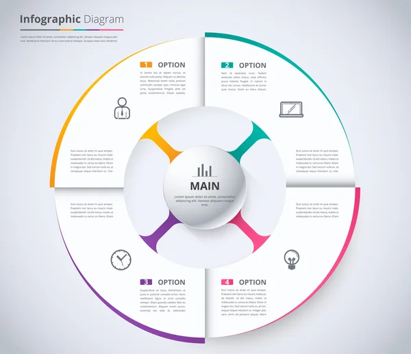 Plantilla de diseño de infografía circular. concepto de rueda . — Archivo Imágenes Vectoriales