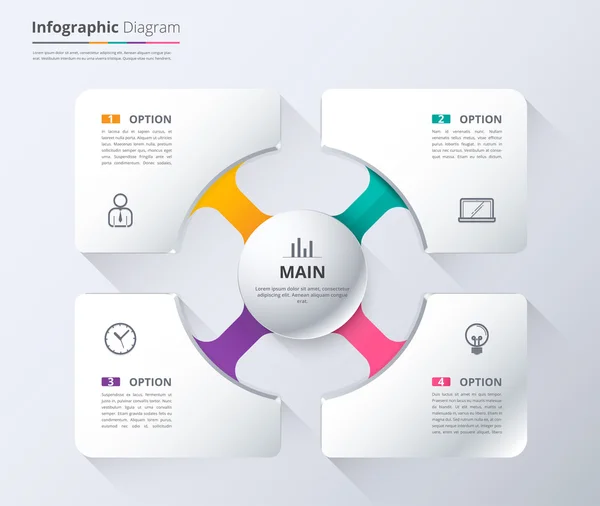 Diagram en infographic sjabloon gebruikt voorbeeldinhoud. — Stockvector