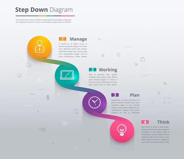 간단한 계단 infographic 다이어그램입니다. 차트 및 아이콘 예제입니다. 벡터 디자인. — 스톡 벡터