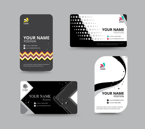 Abstract business card design set with dark tone. vector illustr — Stock Vector