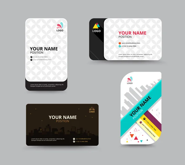 Πρότυπα επαγγελματικών καρτών αλλλά, σχεδιασμός επαγγελματικών καρτών, εικονογράφηση φορέας — Διανυσματικό Αρχείο