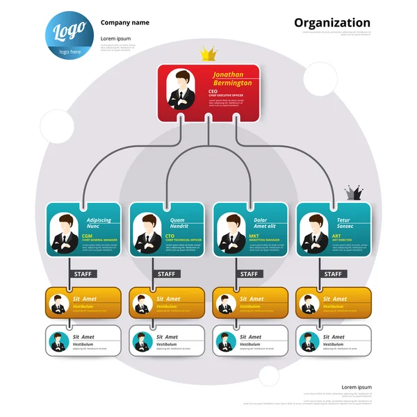 Організаційна діаграма, копіювальна структура, Потік організаційних . — стоковий вектор