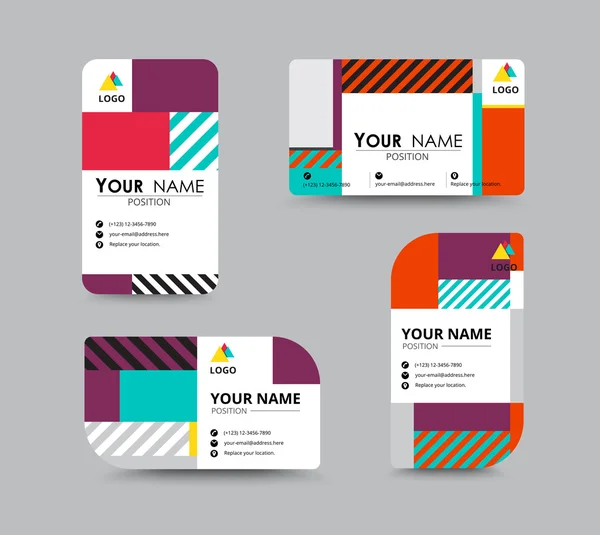 현대 비즈니스 카드와 이름 카드 디자인입니다. contempolary 디자인 w — 스톡 벡터