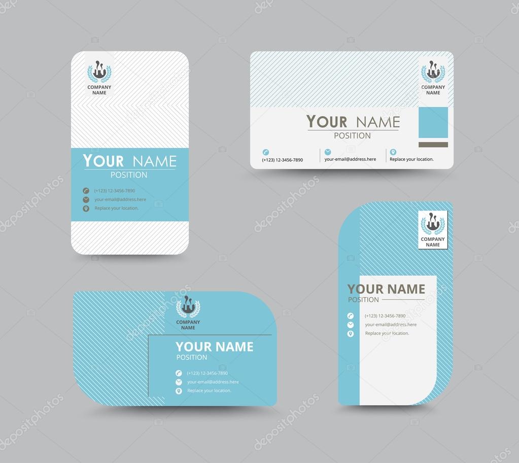 Blue business contact card template design. vector stock