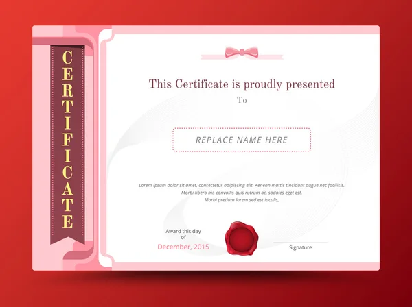 Tatlı diploma sertifika şablonu tasarım uluslararası PRI ile — Stok Vektör