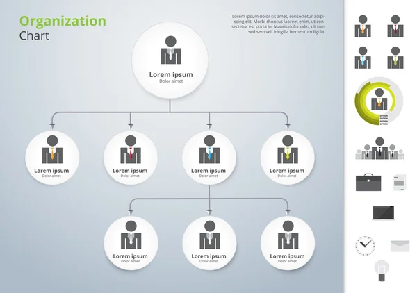 Vector modern och enkel organisation diagrammall. Vector sjuk — Stock vektor