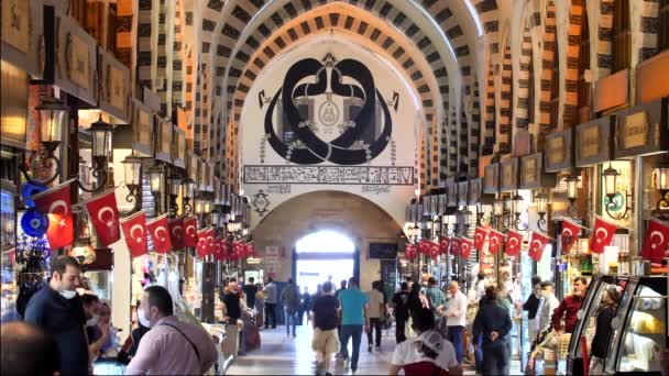 Spice Bazaar Belsőépítészet a világjárvány idején, Istanbul Slow Motion — Stock videók