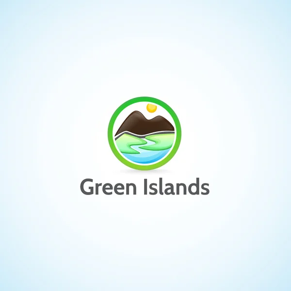Зеленые острова, яркая картина . — стоковый вектор